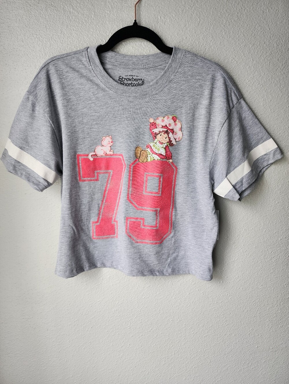 Golden Hour Strawberry Shortcake Big 79 Cotton Graphic Tee Size XSmall In Grey